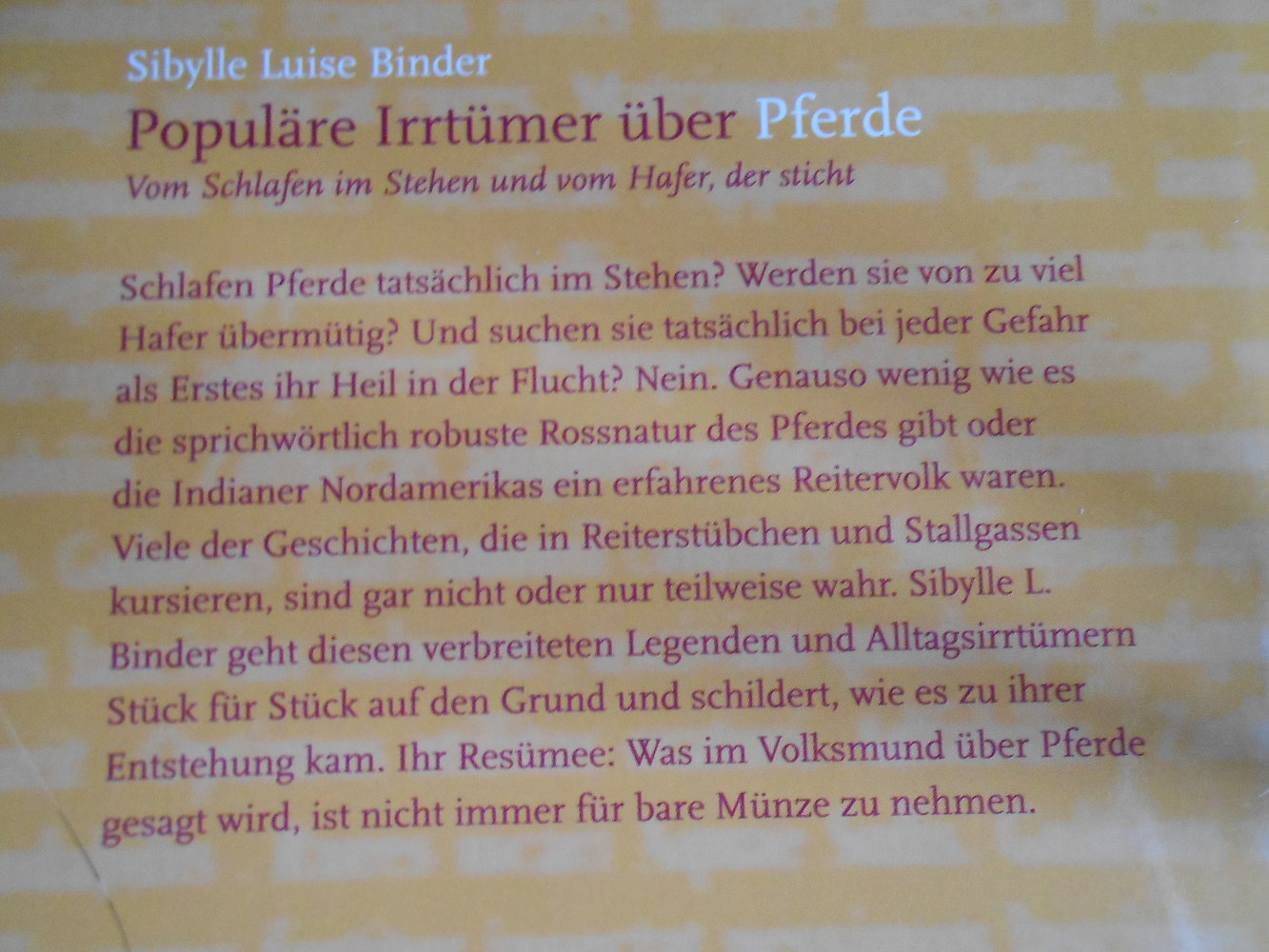 Populäre Irrtümer über Pferde