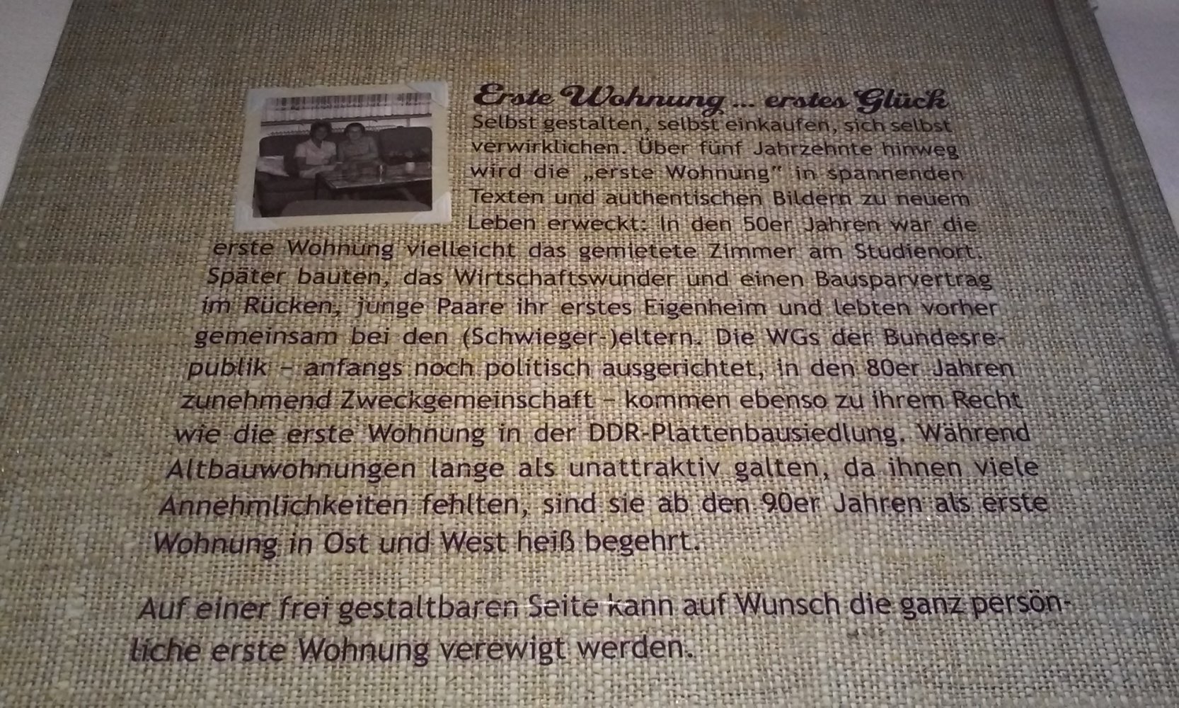Neu! Erste Wohnung ... erstes Glück: Eine Zeitreise  OVP Geschenktipp Einzug? 