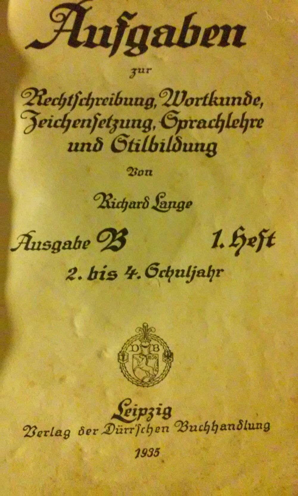 antikes Schulheft Aufgaben zur Rechtschreibung, Wortkunde,Zeichensetzung,Sprachlehre und Stilildung  Ausgabe B  1.Heft!  antik  -Rarität-