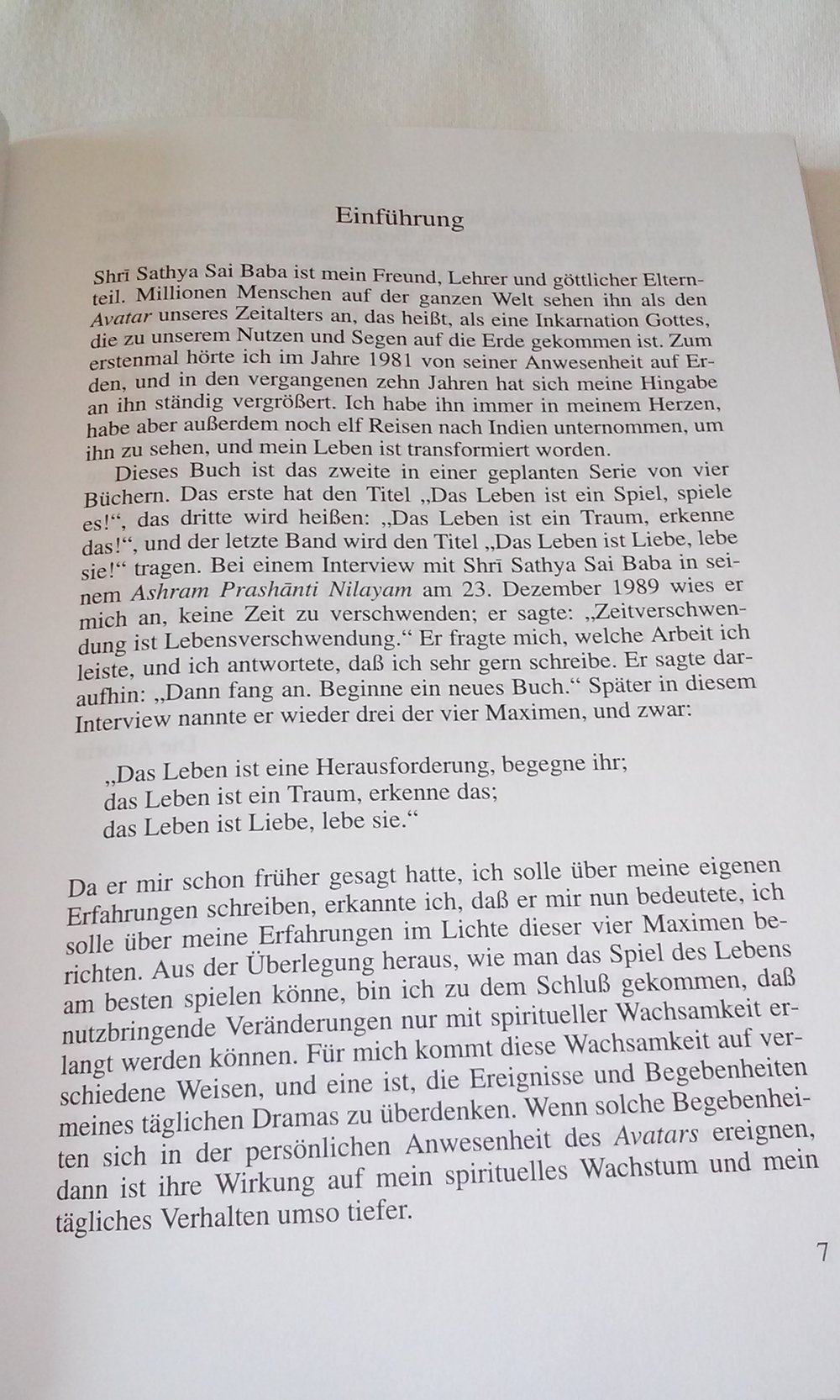 Das Leben ist eine Herausforderung, begegne ihr!  Joy Thomas  Sathya Sai  Sammlerstück