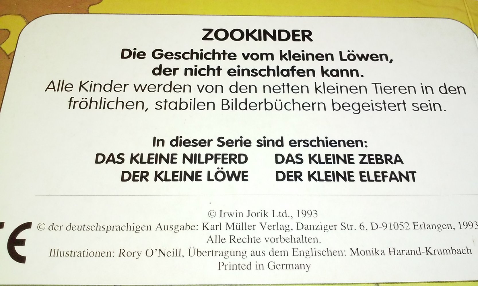 Formbücher Kälbchen, Löwe und Panda  Kinderbücher 
