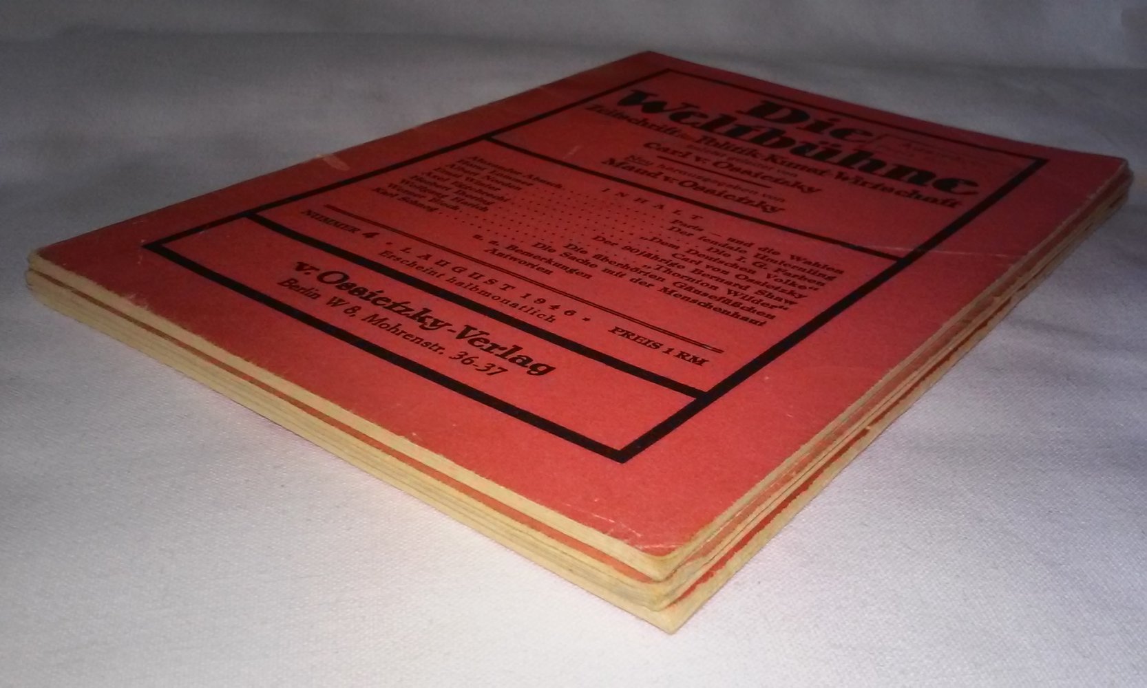 3 Ausgaben Die Weltbühne Zeitschrift für Politik, Kunst, Wissenschaft, zuletzt geleitet von Carl von Ossietztk antik 1946/1947 Sammlerstück