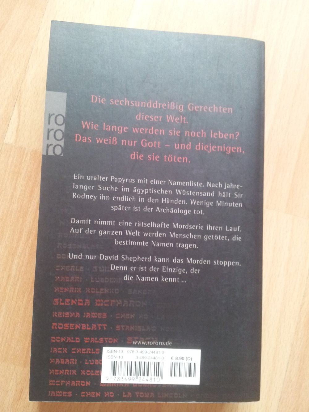 Das Buch der Namen - Gregory & Tintori - Thriller