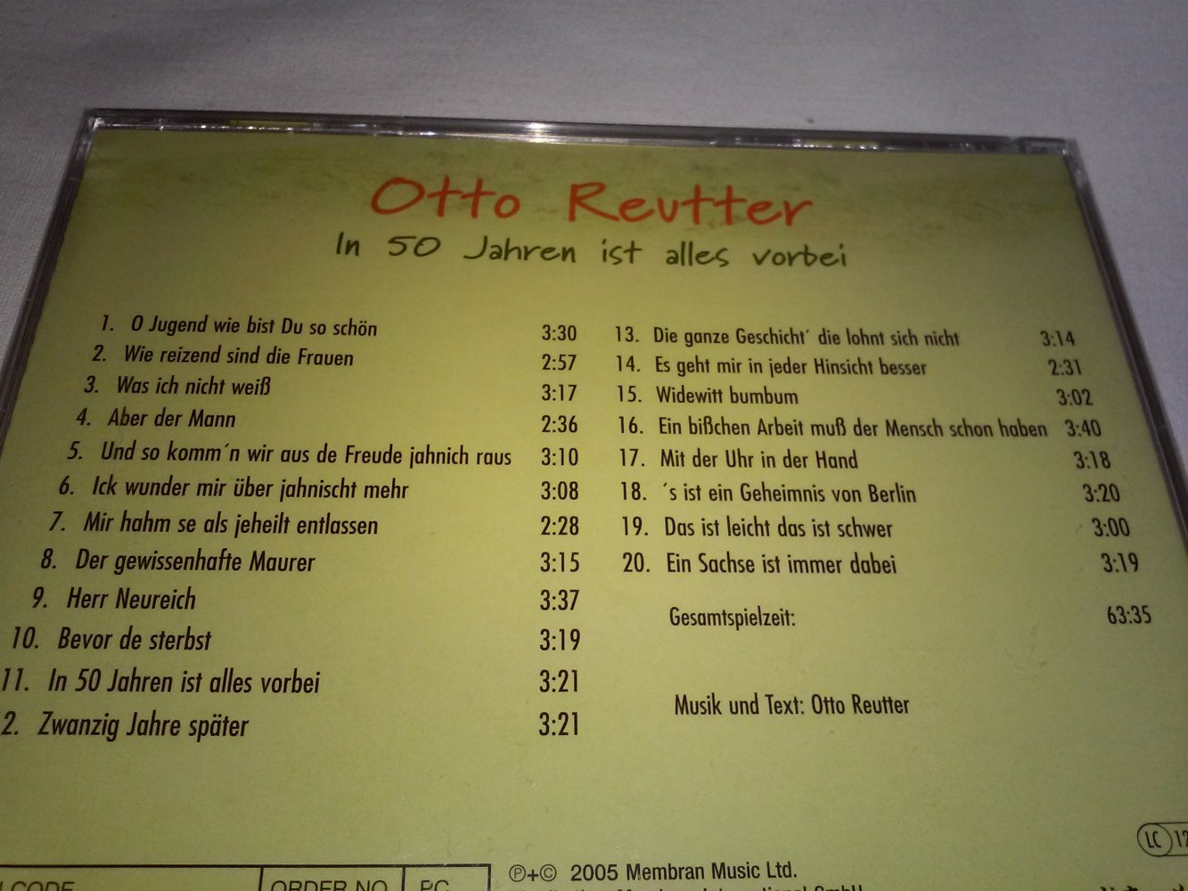Neu! OVP! 2 Otto Reutter:-In 50 Jahren Ist Alles Vorbei / Alles weg'n de Leut