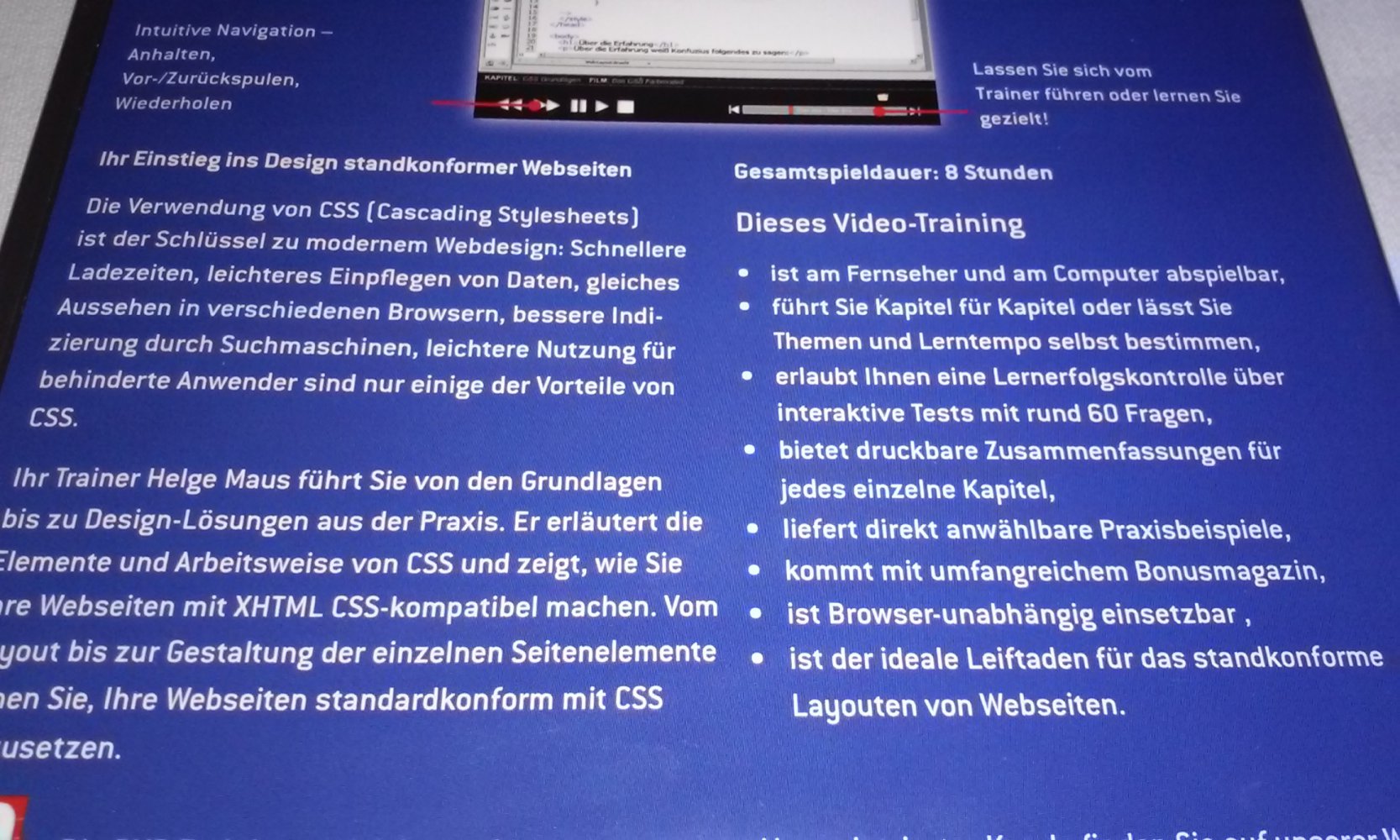 CSS Design - Das Videotraining auf DVD Webseite Design  OVP Geschenktipp 