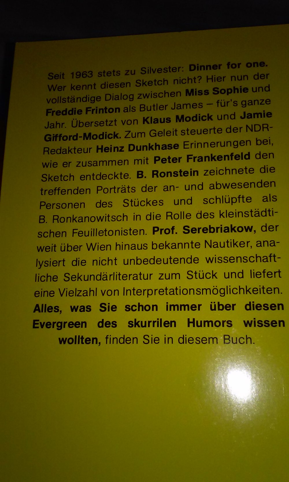Dinner for one. Freddie Frinton, Miss Sophie und der 90. Geburtstag  Kult Sammlerstück 