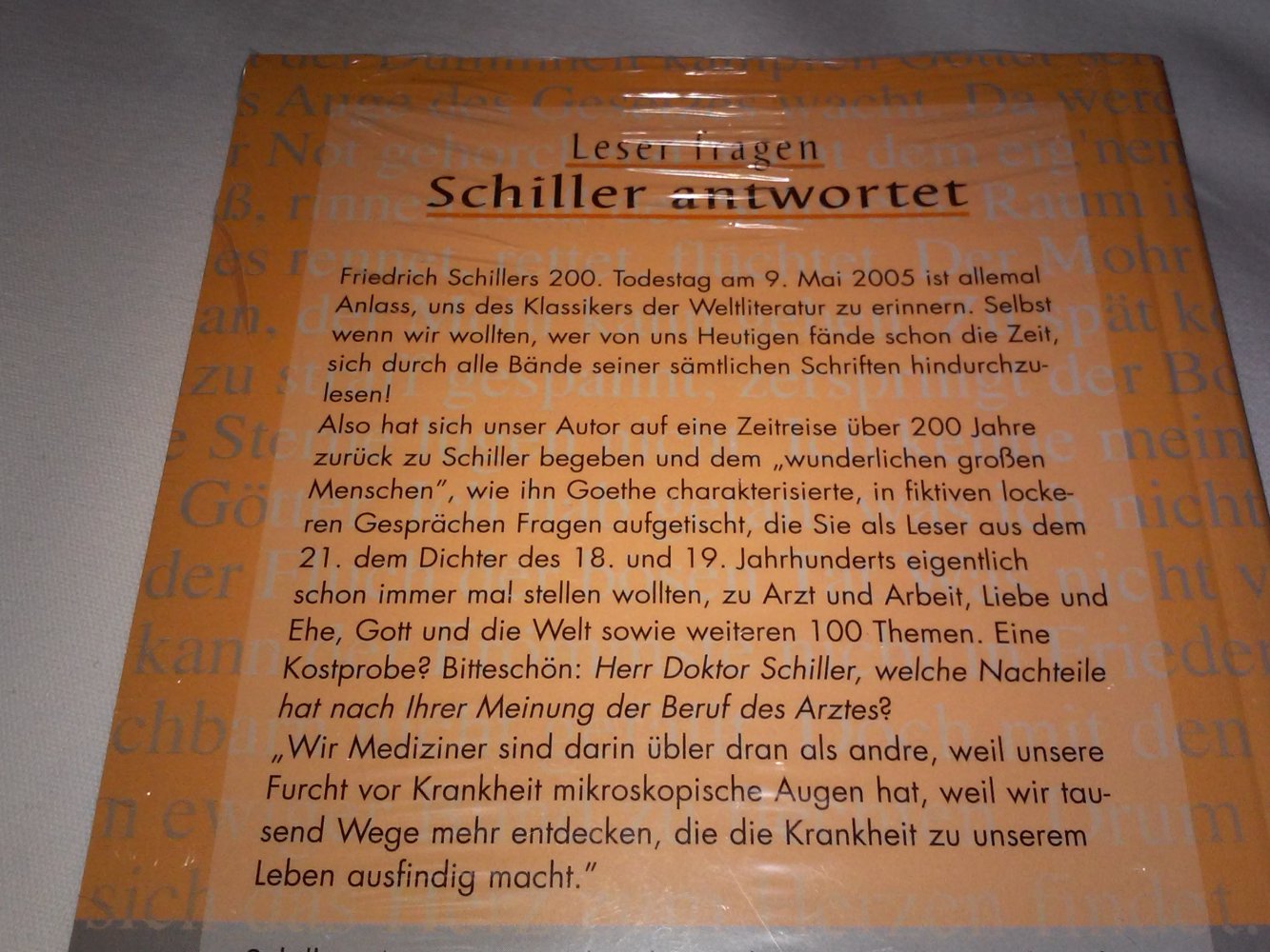 Wolf Manfred, Leser fragen - Schiller antwortet