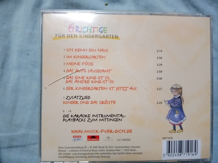 CD Zuckowski,Rolf Und Seine Freunde 6 richtige für den Kindergarten 