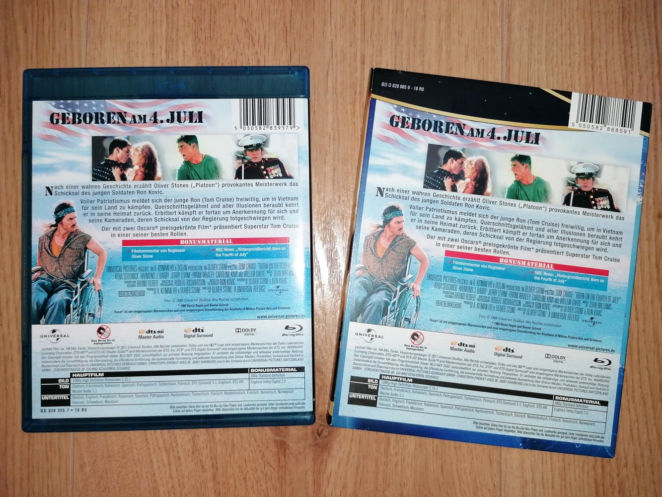 Blu-ray Geboren am 4. Juli Jahr100Film Tom Cruise Oliver Stone Kriegsfilm