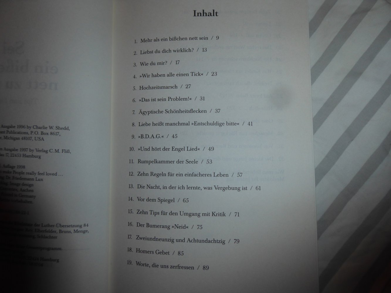 Buch Sei ein bisschen nett zu mir! Ch. Shedd Glaube Seelsorge christlich