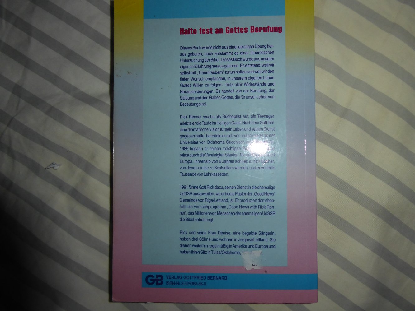 Buch Rick Renner Halte fest an Gottes Berufung Glaube christlich Seelsorge RATgeber