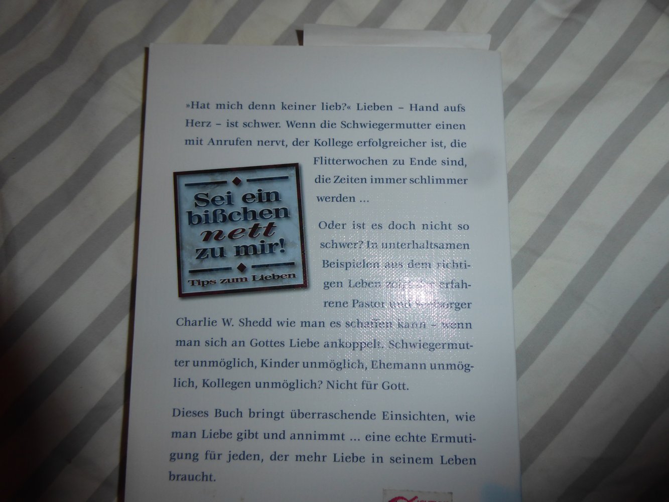 Buch Sei ein bisschen nett zu mir! Ch. Shedd Glaube Seelsorge christlich