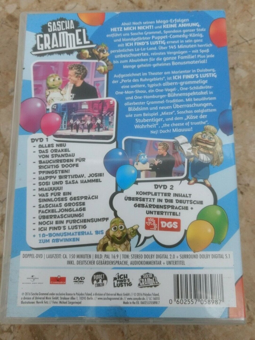 Sascha Grammel Ich Find's Lustig Doppel-DVD Mit Ja-Nein-Würfel NEU DGS Gebärdensprache 