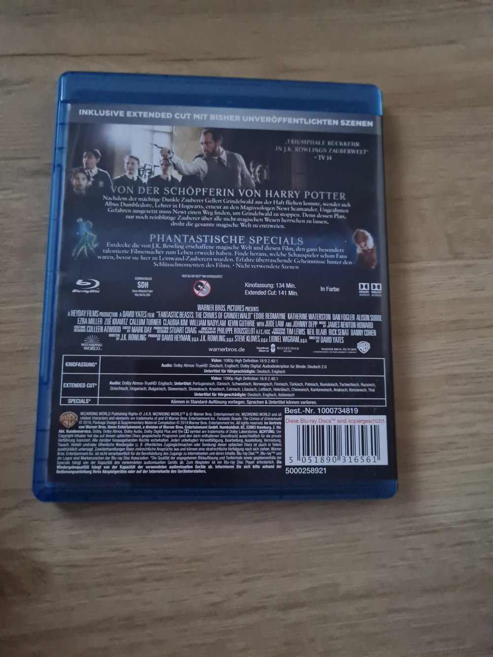 Phantastische Tierwesen Grindelwalds Verbrechen FSK 12  Blu-ray 