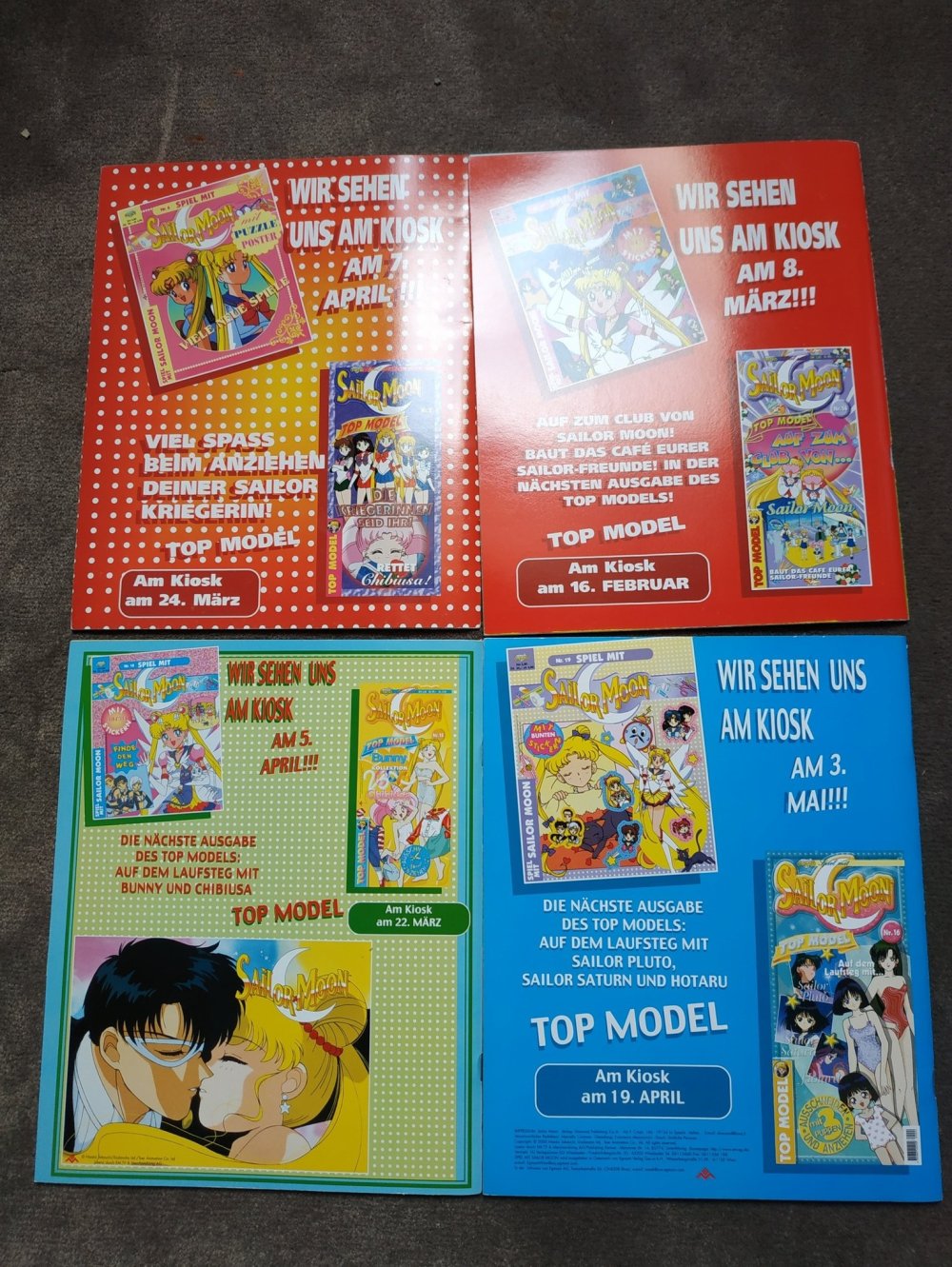 4 Sailor Moon Spiel Mit Heft benutzt + Poster & Sticker 1999