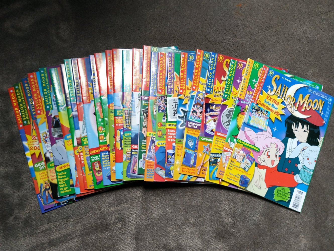 Sailor Moon Zeitschriften 74 Stück Sammlerstücke 1999 2000 2001 2002 Rar selten