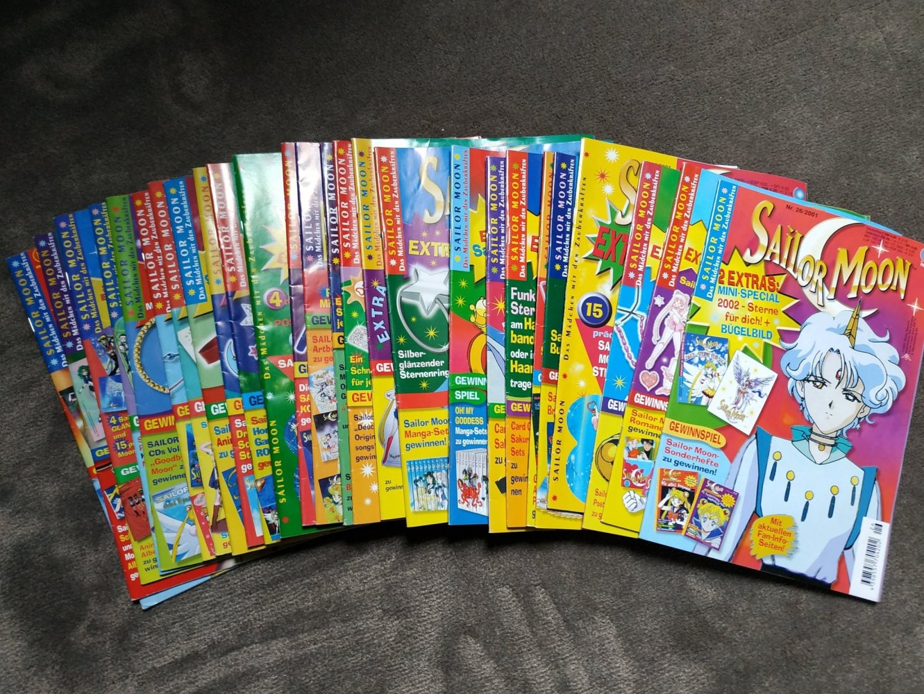 Sailor Moon Zeitschriften 74 Stück Sammlerstücke 1999 2000 2001 2002 Rar selten