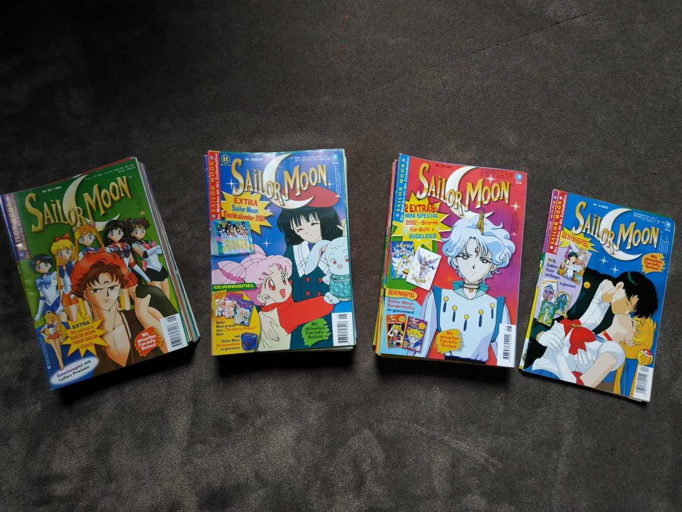 Sailor Moon Zeitschriften 74 Stück Sammlerstücke 1999 2000 2001 2002 Rar selten