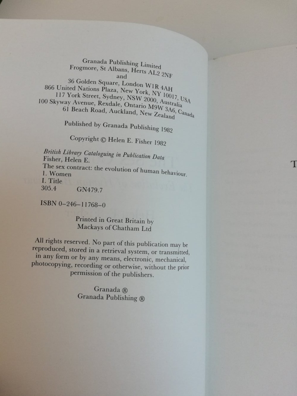 Helen Fisher / the sex contract - the evolution of human behaviour