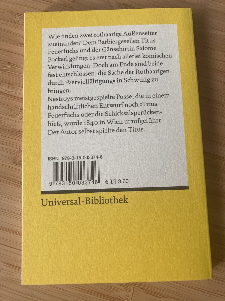 Johann Nestroy – Der Talisman (Reclam UB Klassiker)