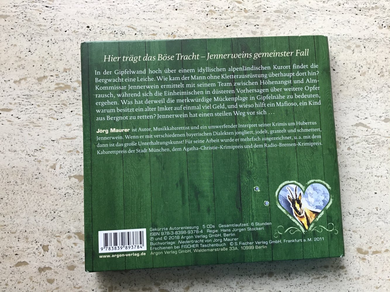 Jörg Maurer, Niedertracht, Alpenkrimi, 5 CDs, Autorenlesung, Gesamtlaufzeit 6 Stunden