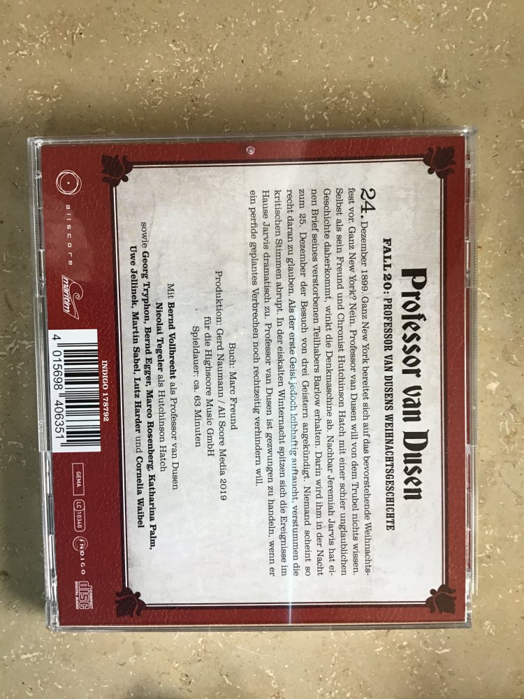 Professor Van Dusen, Fall 20, Weihnachtsgeschichte, 1 CD, 