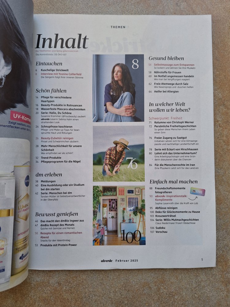 Zeitschrift alverde vom Februar 2025 Yvonne Catterfeld
