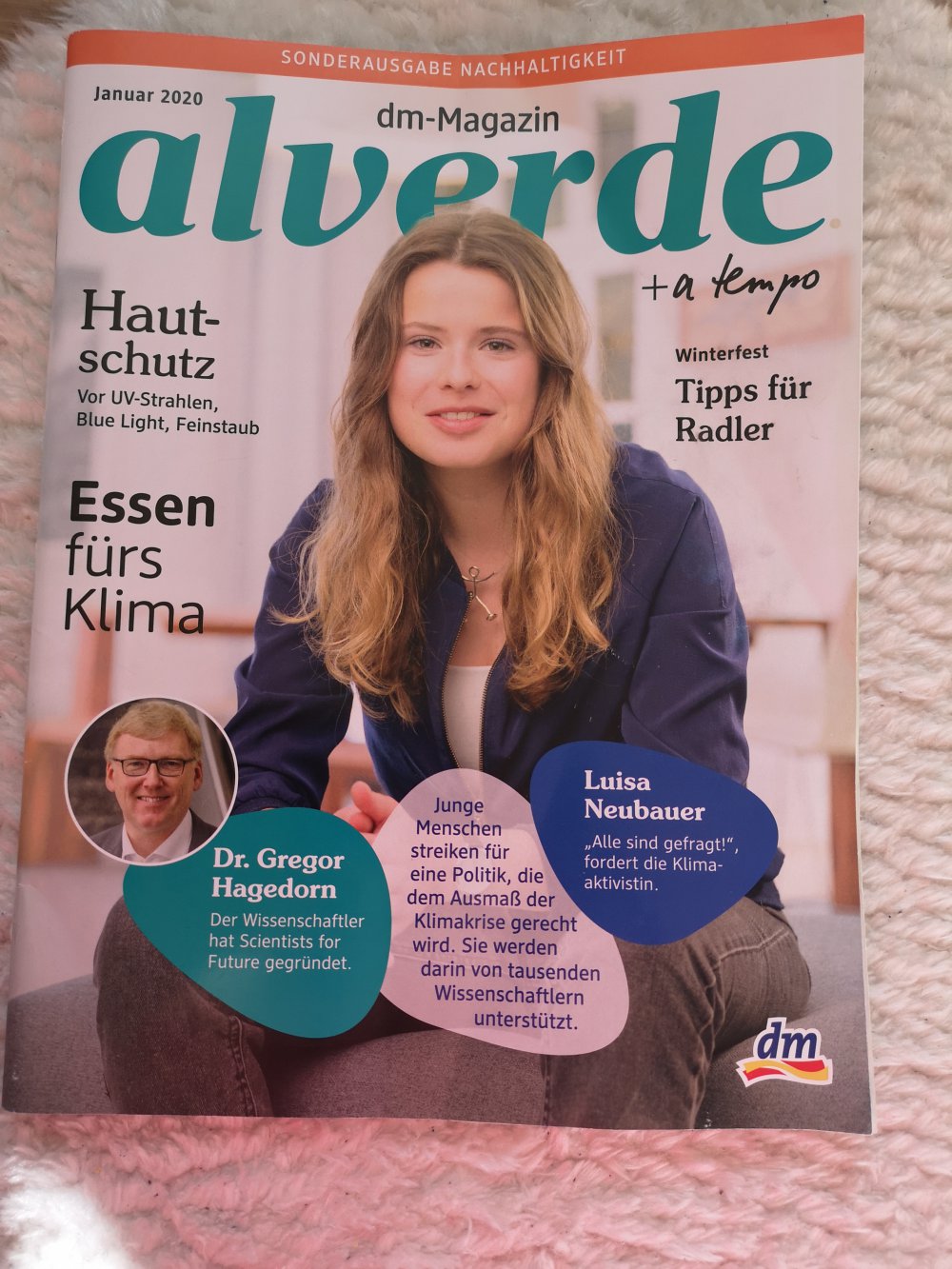 Zeitschrift alverde + a tempo vom Januar 2020 mit Schwerpunktthema Nachhaltigkeit