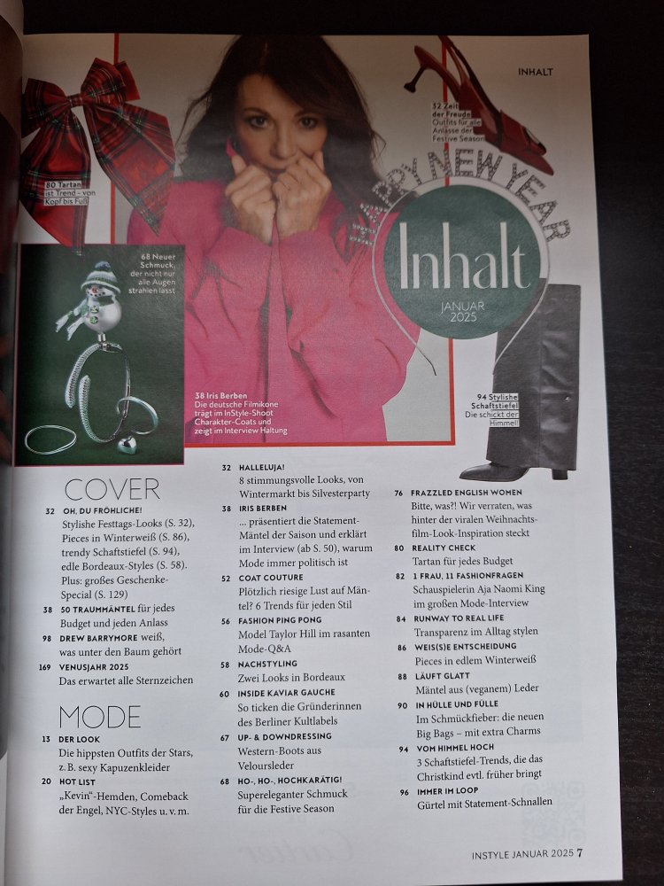 Zeitschrift InStyle Januar 2025 Cover Drew Barrymore