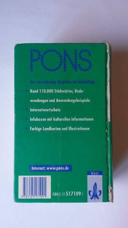 PONS Schülerwörterbuch Englisch-Deutsch / Deutsch-Englisch