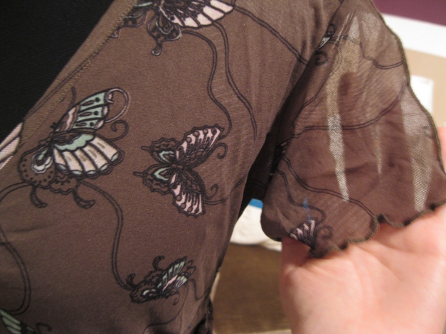 Bluse Schmetterlinge Gr. S 36 / 38 sheer braun