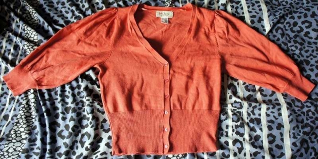 Schöne Strickjacke Jacke von John Baner Orange mit Fledermausärmel Gr. 32/34