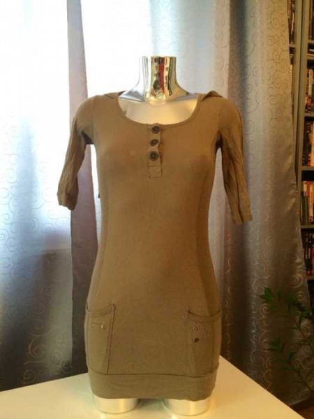 Basic Sweatshirt Longshirt Longsleeve in khaki