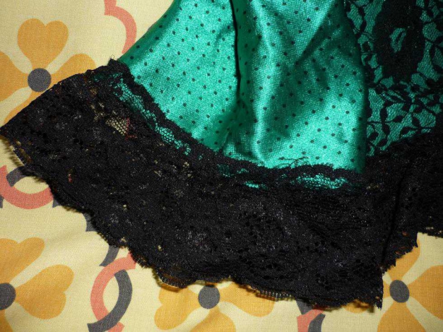 Negligee Unterhemd Gr.38 grün mit Punkten dot * Pin Up 50er Rockabilly sexy Babydoll
