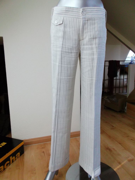 Zara Business Nadelstreifenhose creme