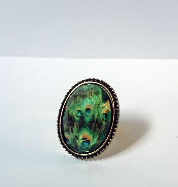 Pfauenring Ring Facettiert Facetten Pfau Bohemian Romantik Bronze