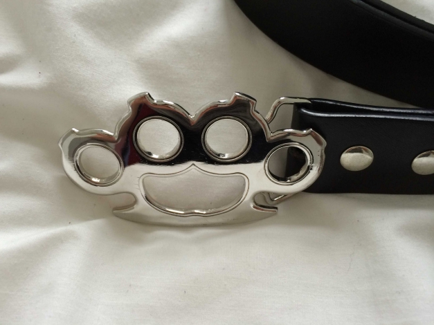 Gürtelschnalle Schlagring Punk silber groß