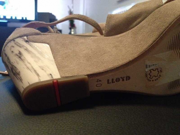 Neue Lloyd Leder Sandalen mit Keilabsatz Gr 40 Sommer Blogger Nude