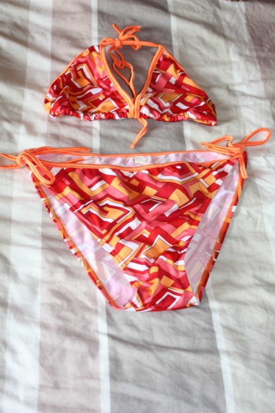 Bikini orange mit Muster, Gr. M / 75B, Triangel