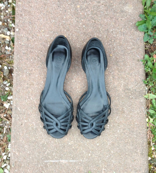 Oasis Sommer Sandalen mit kleinem Keilabsatz schwarz Gr. 36 - 36,5