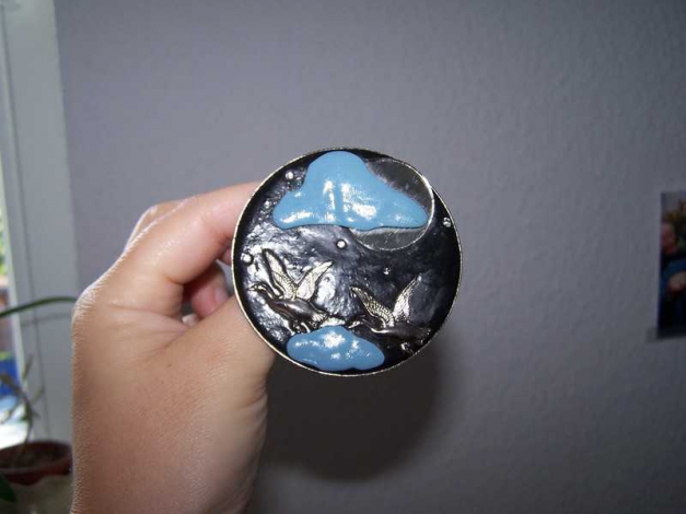 DIY Brosche, Gänse bei Nacht
