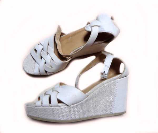 Designer Riemchen Wedges Keilabsatz weiß