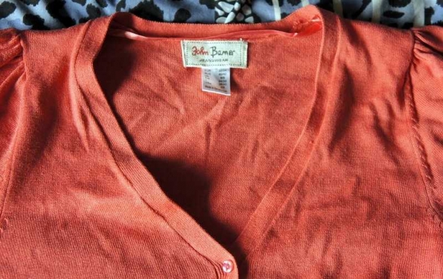 Schöne Strickjacke Jacke von John Baner Orange mit Fledermausärmel Gr. 32/34