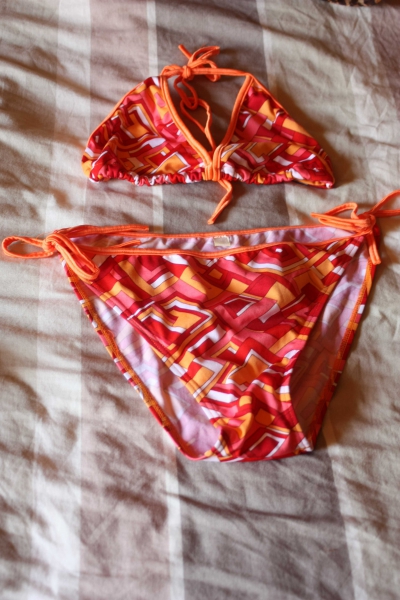 Bikini orange mit Muster, Gr. M / 75B, Triangel