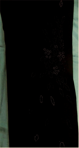 Designer Damen-Hose von Joseph Ribkoff - Mit Loch-Applikationen - schwarz mit Perlen-Muster - Größe 40