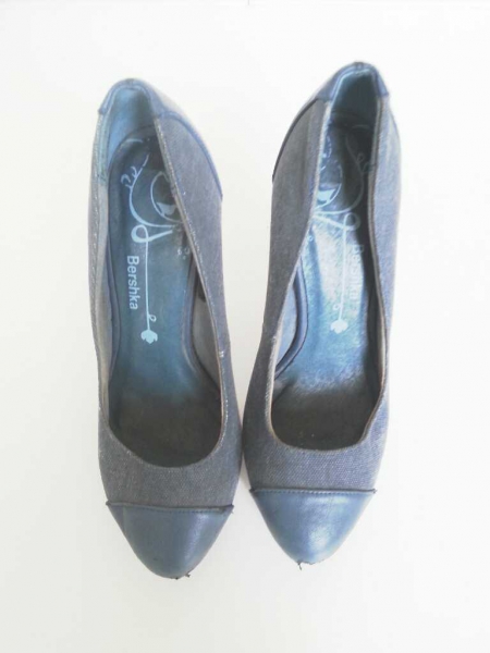 Bershka blaue Highheels/Pumps aus Stoff und Kunstleder Gr. 38