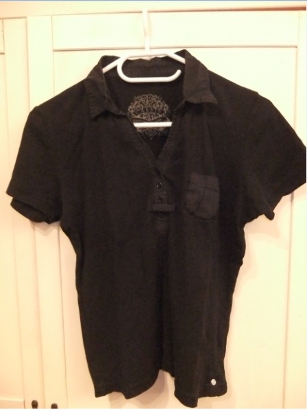 Schwarzes Polo Shirt Gr. 38 40 Gothic Neofolk Metall