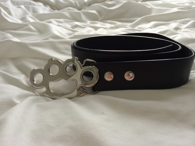 Gürtelschnalle Schlagring Punk silber groß
