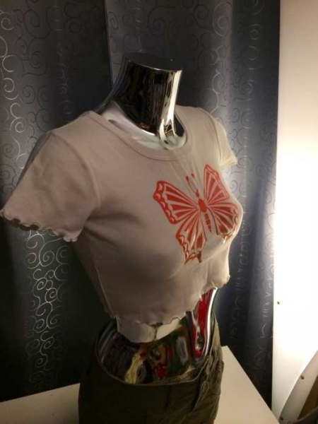 Crop Top Bauchfrei Schmetterling Gr. XXS, XS