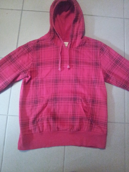 Rot-Schwarz karierter Kapuzenpulli Gr. 36/38